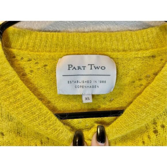 Part Two Ninellpw Wool Alpaca Blend Knitted Button Up Yellow Cardigan Womens XS - Picture 5 of 11